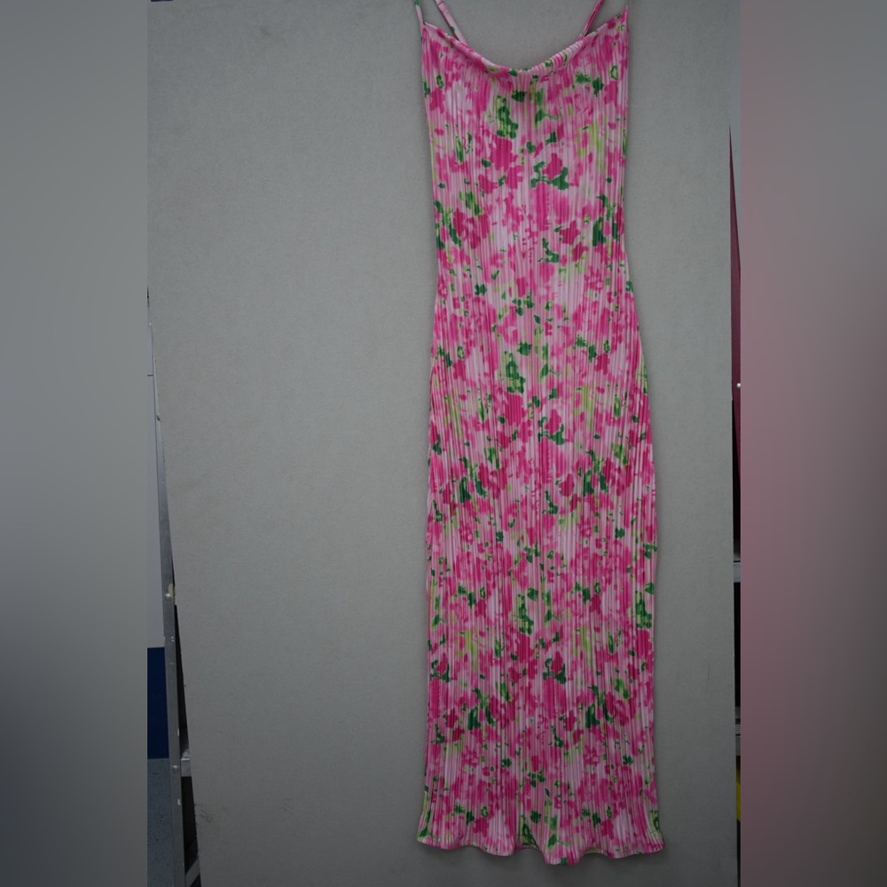 Floral Pink and Green Maxi Dress